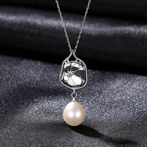 S925 Sterling Silver Necklace Freshwater Pearl Pendant Exquisite Personality Pop - £18.90 GBP