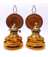 Vintage Miniature Amber Glass Patio Lamps Lantern Made in Japan Lot x2 - $9.60