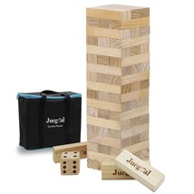 54 Pieces Tumble Tower S Game Wood Stacking Game With 1 Dice Set Canva - £59.32 GBP