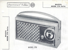 1957 BULOVA 270 278 Transistor AM RADIO Photofact MANUAL Portable Receiv... - $10.88