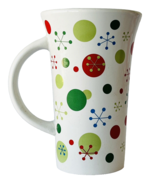 Atomic Christmas Tall Coffee Mug Red Green Stars Ornaments 6" Houston Harvest - $9.74