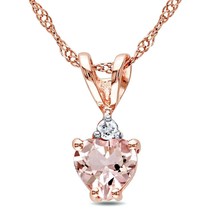 10k Rose Gold Plated 1/2Ct Heart Shape Simulated Morganite Pendant Free Chain - £29.54 GBP