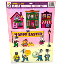 Vintage 90s Color Clings Happy Easter Static Cling Pearly Window Decorations - £9.96 GBP