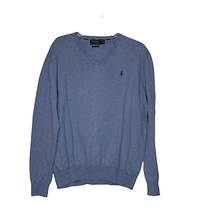 Polo Ralph Lauren V-Neck Sweater Size Large Light Blue Pima Cotton Pullo... - $23.75