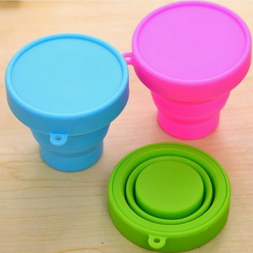 Sporting Portable Silicone Retractable Folding Cup with Lid Outdoor Telescopic C - £23.89 GBP