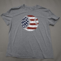 Patriotic Womens Baseball Shirt 2XL Gray Graphic T-Shirt - £10.56 GBP