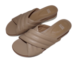 EILEEN FISHER Kye Padded Criss-Cross Slide Sandals Khaki Tan Leather sz ... - $39.56