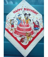 Vintage Mid Century Happy Birthday Disney Party Napkin 1950s - $5.99