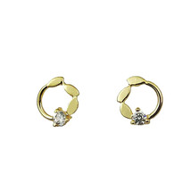 14ct Solid Gold Eternity Diamond Stud Zirconia  Earrings  14K Au585, small, gift - £110.07 GBP