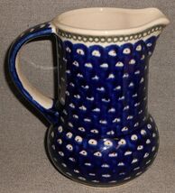 Boleslawiec Polish PEACOCK PATTERN Hand Made 32 oz STONEWARE PITCHER - $39.59