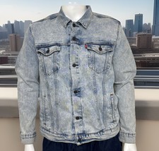 Levis Trucker Jacket Mens Size L Light Wash Faded Distressed Denim Retro... - $36.48