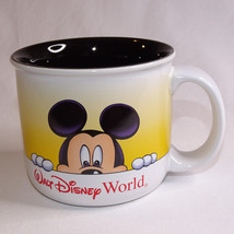 Rare Mickey Mouse Coffee Mug Walt Disney World Yellow White &amp; Black Interior Cup - £8.40 GBP