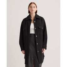 Quince Womens 100% Merino Wool Long Shirt Jacket Pockets Black M - $96.74