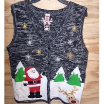 Women's Holiday Time Ugly Christmas Sweater Vest Santa Reindeer XL - $9.90
