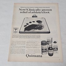 Quinsana Athlete&#39;s Foot Relief Footprint on Medical Paper on Clipboard Print Ad - £9.44 GBP