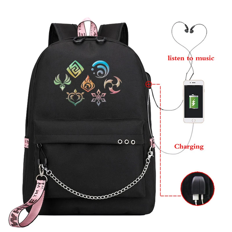 Genshin Impact Zhongli Girls Backpack Middle School Students Schoolbag Travel - £29.29 GBP