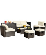 8 Pieces Patio Space-Saving Rattan Furniture Set with Storage Box and Wa... - $16,967.51 MXN