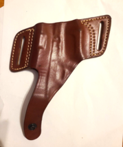 Compact OWB Belt Holster w Thumb Break For Colt 420-61 Genuine Brown Leather - £19.50 GBP