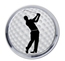 golf ball swing chrome auto emblem decal usa made - £31.23 GBP