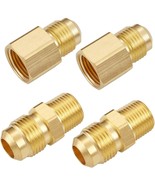 Litorange 4 Pcs 3/8 Inch Flexible Flex Gas Line Hose Brass Connector Kit, - £32.35 GBP