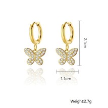 Exquisite Tarnish Free Stainless Steel Paved Cubic Zircon Butterfly Charms Earri - £14.63 GBP