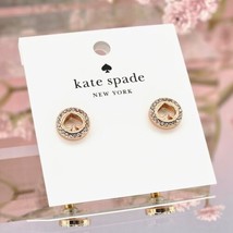 Kate Spade Earrings Clear Rose Gold Spot The Spade Stud Pave Halo Gift Modern - $46.09