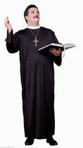 PRIEST FATHER PADRE HALLOWEEN COSTUME ADULT PLUS SIZE-ROBE &amp; COLLAR - £15.69 GBP