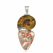 Hand Made Artisan Crafted Sterling Silver Ammonite and Jasper jewelry Pe... - £32.94 GBP