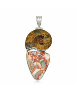 Hand Made Artisan Crafted Sterling Silver Ammonite and Jasper jewelry Pe... - £32.93 GBP
