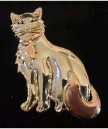 Costume Jewelry Brooch Pin 70s Cat Retro Gold Copper Tone Made in Mexico... - $530.10 MXN