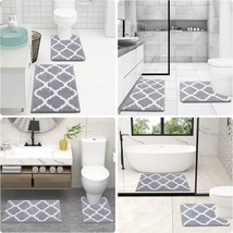 2 Piece Microfiber Bath Shower Mat and U-Shaped Toilet Rug (20&quot; x 32&quot;+20&quot; x 24&quot;, - £47.97 GBP