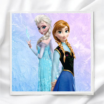 Frozen Anna and Elsa Quilt Block Image Printed on Fabric Square - $5.00+