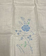 Lot 2 Vintage Linen Embroidered Blue Floral Table Cloth Napkins Towel 20... - $37.37