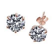 1Ct Round Simulated Diamond 14K Rose Gold Plated Solitaire Stud Earrings - £10.98 GBP
