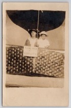 RPPC Hot Air Balloon Studio Prop Flying High Charleston Woman Boy Postcard V21 - £23.60 GBP