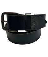 Timberland Belt Mens 44 Black Genuine Leather Work Logo Adjustable - $32.48 CAD