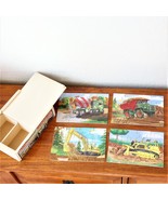Construction Toys Wood Puzzles SET/4 + Wood Storage Box Toddlers Ages 3 ... - $48.02 CAD