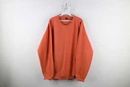 Vtg 90s Lands End Mens L Faded Heavyweight Thermal Knit Sweatshirt USA Orange - £46.40 GBP
