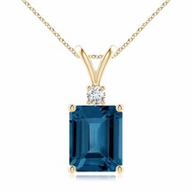 Authenticity Guarantee 
ANGARA Emerald-Cut London Blue Topaz Solitaire Pendan... - £792.67 GBP