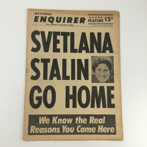 National Enquirer Newspaper July 16 1967 Svetlana Stalin Go Home - $28.47