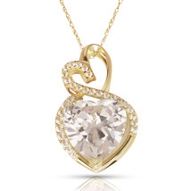 4.20 Carat Halo White Topaz Double Heart Gemstone Pendant &amp; Necklace14K Y Gold - £138.46 GBP