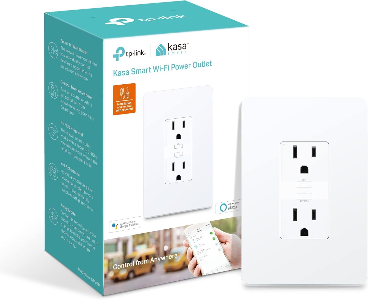 For Use With Alexa, Google Home, And Ifttt, Kasa Smart Plug Kp200, In-Wa... - $37.96