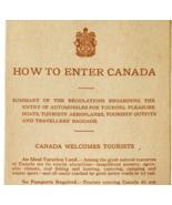1930 How To Enter Canada Pamphlet Brochure Regulations Tourism Ottawa F15 - $19.99