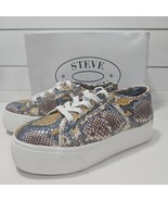 Steve Madden Emmi Lace Up Platform Shoes Women&#39;s Size 7.5 Snakeskin Blue... - $47.54 CAD