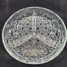 Divided 3 Section Dish Daisy and Button Relish Tray Candy Clear Glass Pickle Vtg - £16.23 GBP