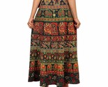 Langer Wickelrock für Damen aus Baumwolle in Grün mit Jaipuri-Print, fre... - £16.78 GBP