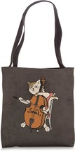 Musician Cat Playing Cello Violin Music Cats Lover Funny Tote Bag - £30.88 GBP