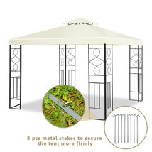 Costway 2 Tier 10&#39;x10&#39; Patio Gazebo Canopy Tent Shelter Awning Steel Frame - £198.29 GBP