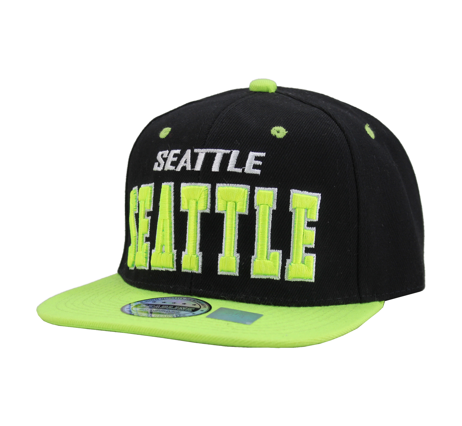 Primary image for Seattle City Snap Back Two Toned Neon Hat Embroidered Casual Baseball Cap