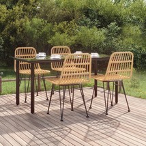  Garden Dining Set Black Steel, Poly Rattan, Tempered Glass Medium - $13,152.56 MXN